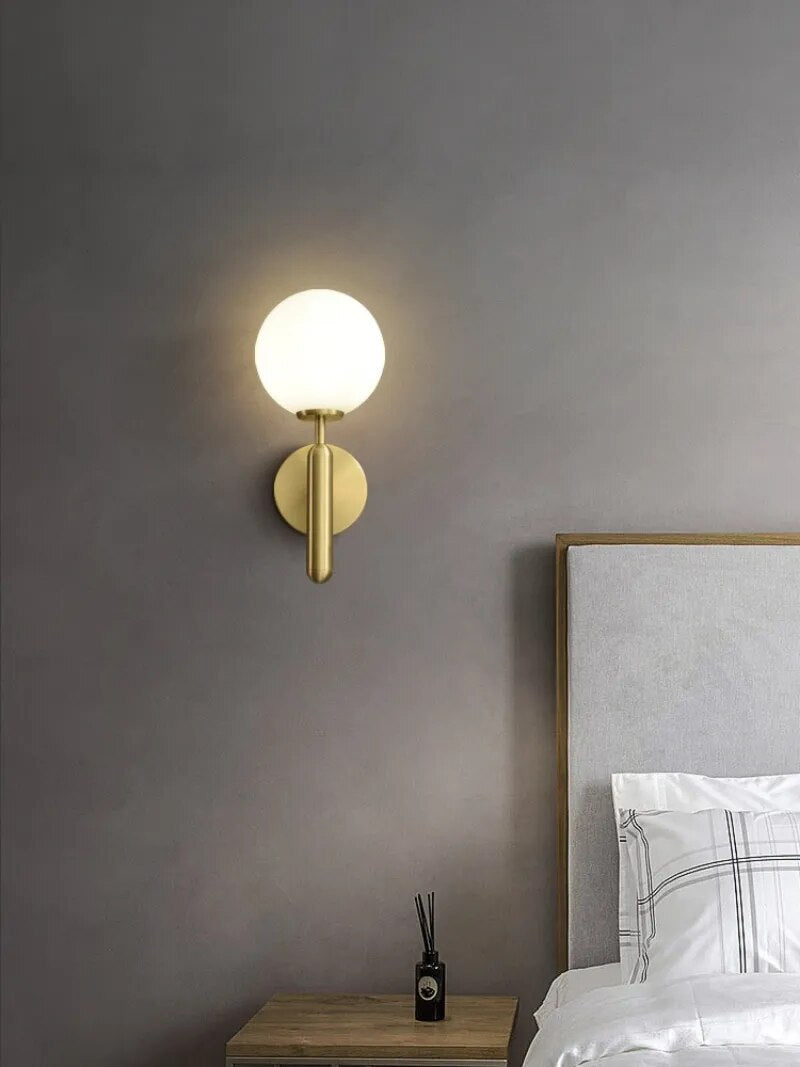 Nordic Round Globe Modern Indoor Wall Sconce Light with Plug Switch