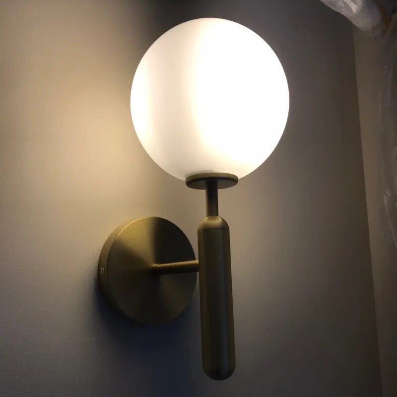 Nordic Round Globe Modern Indoor Wall Sconce Light with Plug Switch